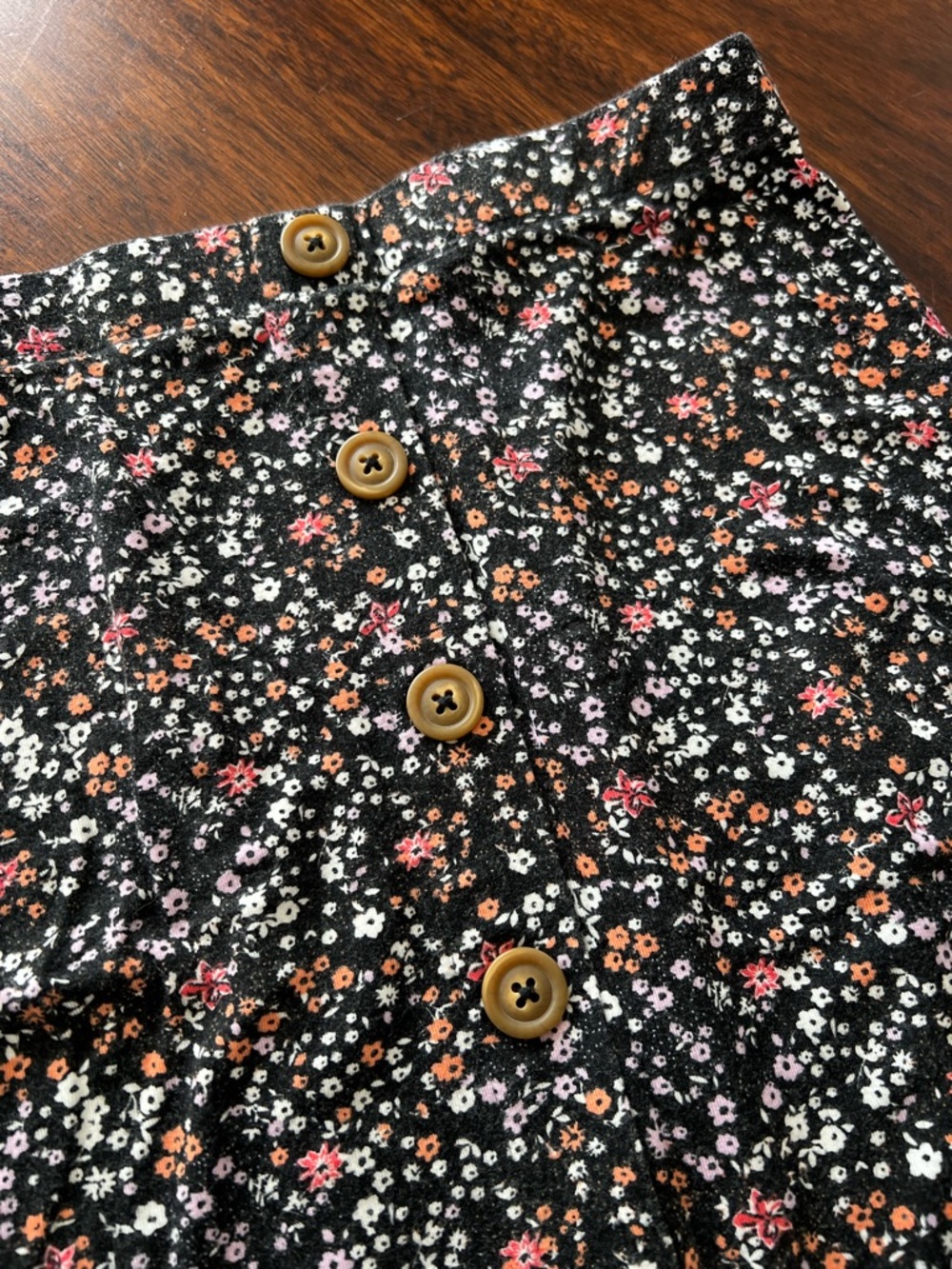 SO Black Floral Print Maxi Skirt with Button Front - Picture 2 of 3